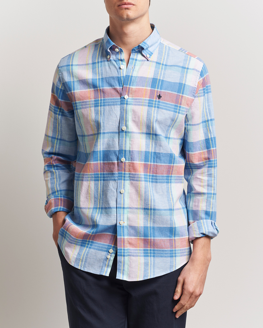 Herren | Hemden | Morris | Happy Linen Checked Shirt Blue