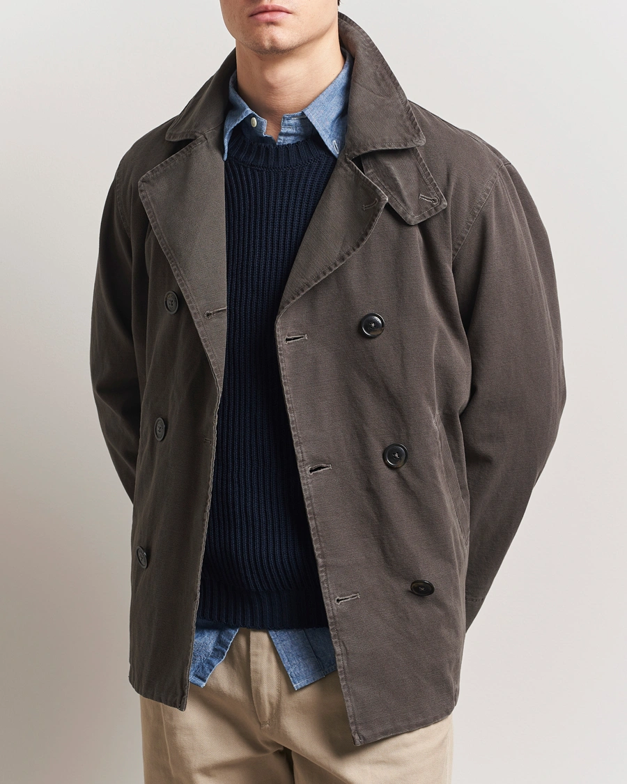 Herren | Jacken | Baracuta | Garment Dyed Canvas Peacoat Faded Black