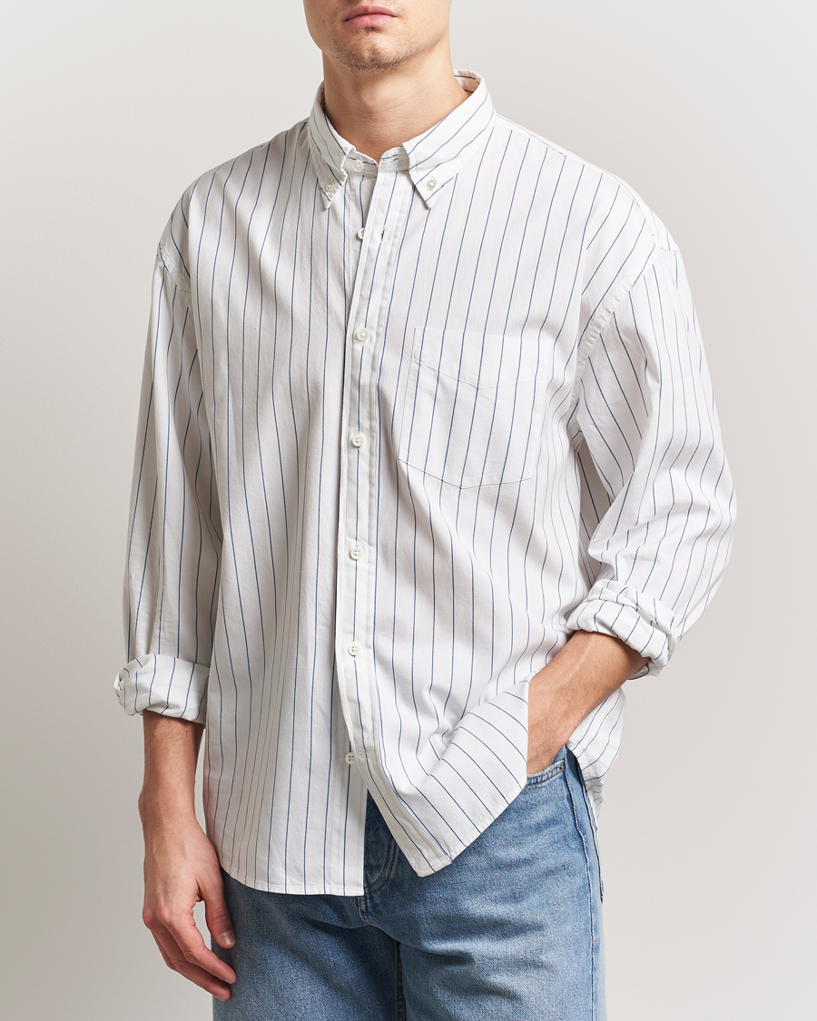 Herren | Hemden | GANT 240 Mulberry Street | Oversized Dreamy Striped Oxford Shirt Eggshell