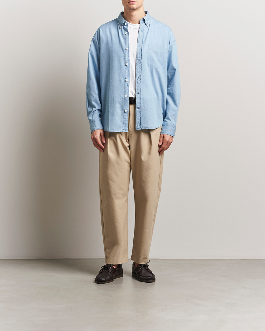 Herren | Hemden | GANT 240 Mulberry Street | Oversized Lux Indigo Shirt Light Blue