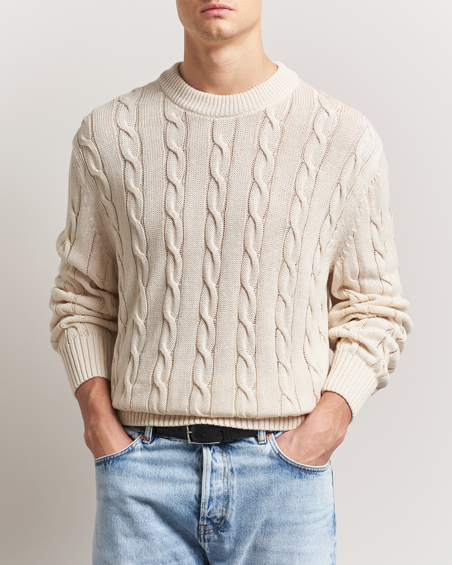 Herren | Pullover | GANT 240 Mulberry Street | Cable Crew Neck Sweater Cream