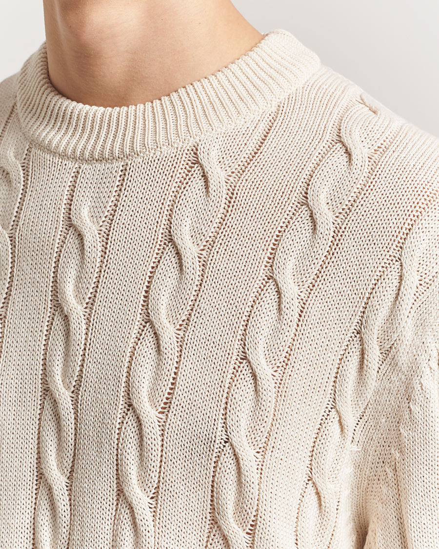 Herren | Pullover | GANT 240 Mulberry Street | Cable Crew Neck Sweater Cream