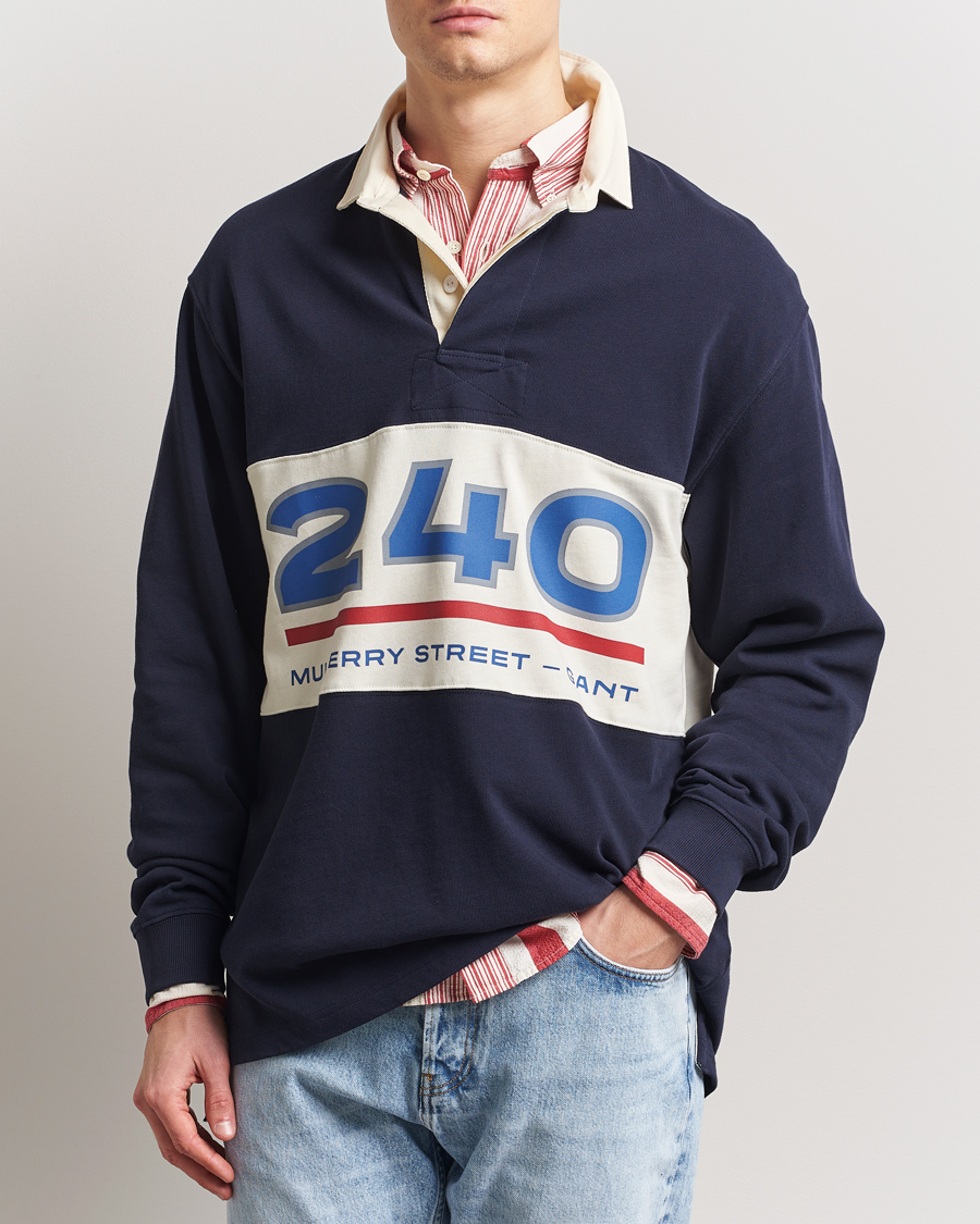 Herren | Pullover | GANT 240 Mulberry Street | Graphic Block Heavy Rugger Evening Blue
