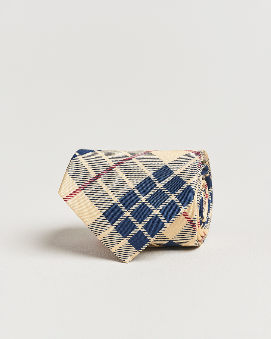 Herren | Krawatten | GANT 240 Mulberry Street | Printed Check Silk Tie Dusty Light Yellow