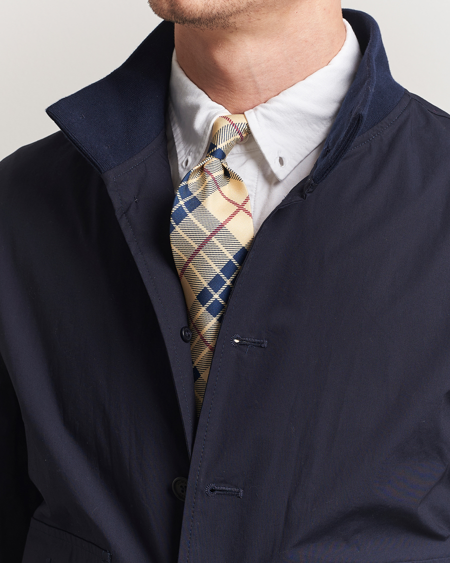 Herren | Krawatten | GANT 240 Mulberry Street | Printed Check Silk Tie Dusty Light Yellow