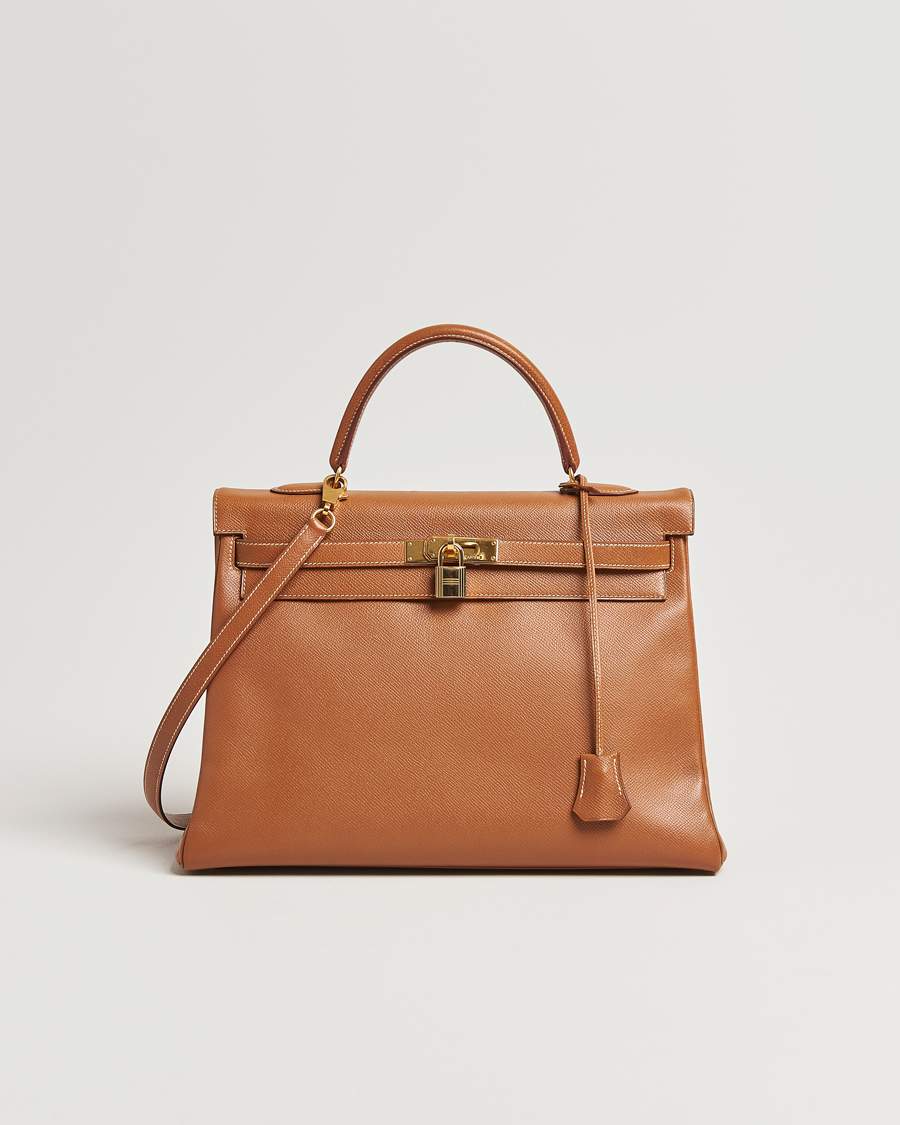 Herren | Hermès Pre-Owned Kelly 35 Courchevel Handbag Gold | Hermès Pre-Owned | Kelly 35 Courchevel Handbag Gold