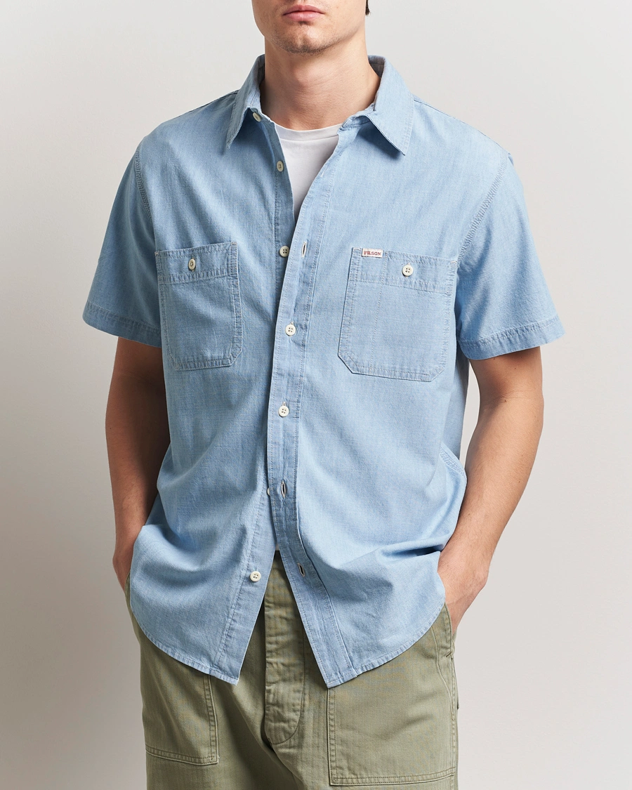 Herren | Hemden | Filson | Short Sleeve Chambray Shirt Light Indigo