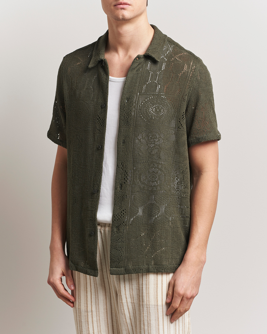 Herren | Hemden | LES DEUX | Hector Lace Short Sleeve Shirt Green