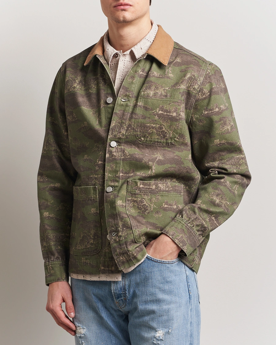 Herren | Hemden | LES DEUX | Layton AOP Denim Overshirt Camo