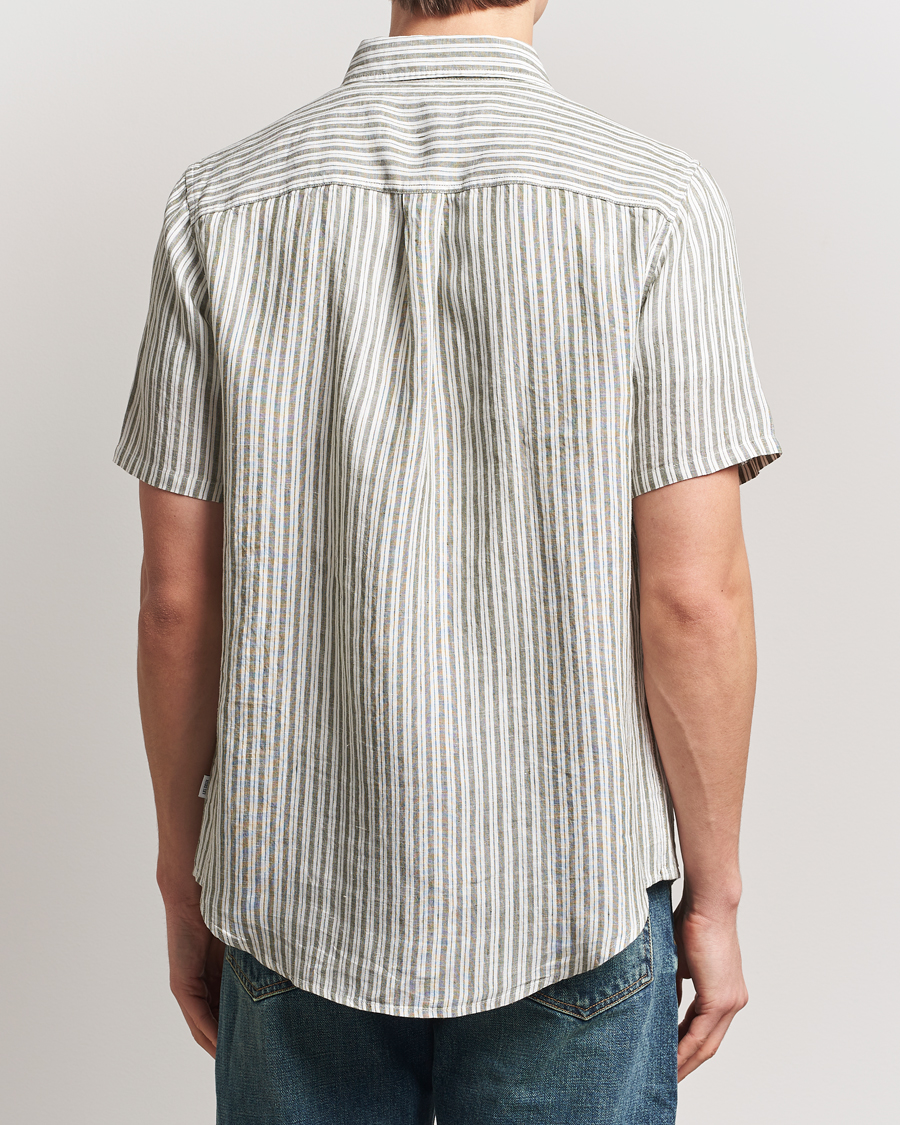 Herren | Hemden | LES DEUX | Kris Linen Short Sleeve Shirt Ivory/Green