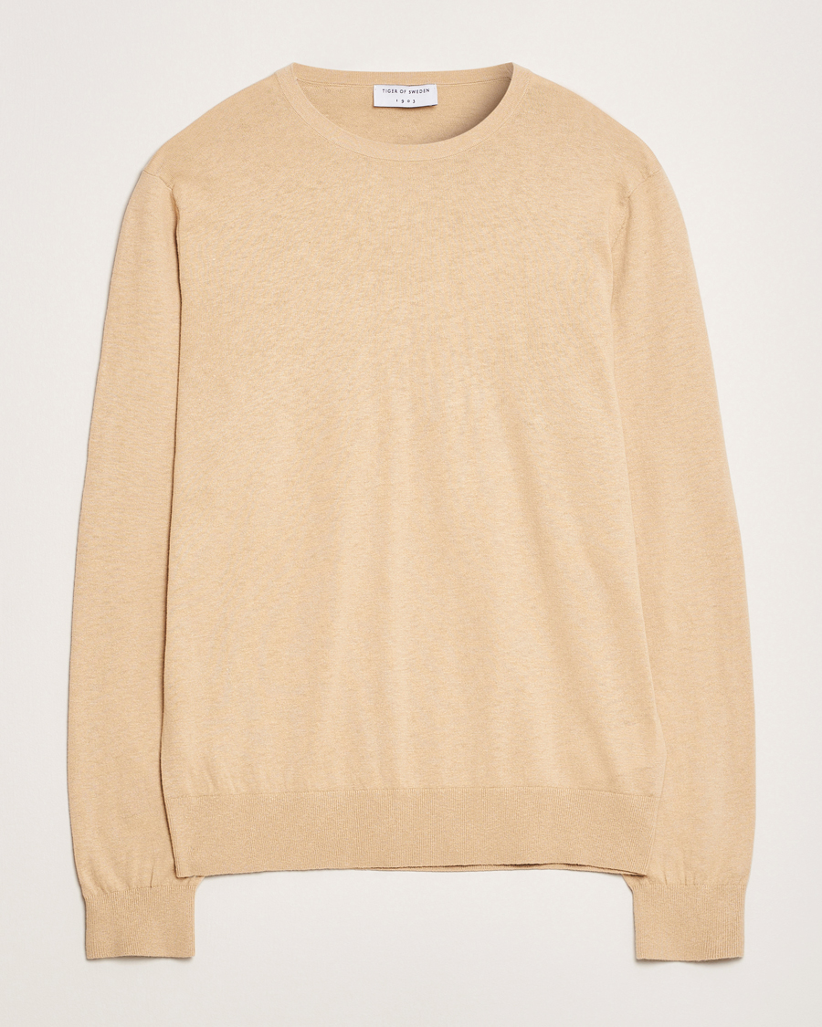 Herren | Pullover | Tiger of Sweden | Connor Linen/Cotton Sweater Practical Beige