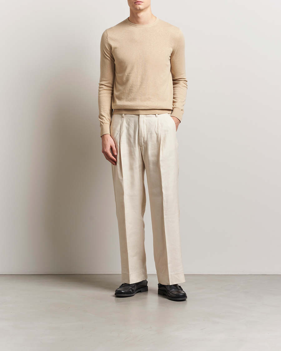 Herren | Pullover | Tiger of Sweden | Connor Linen/Cotton Sweater Practical Beige
