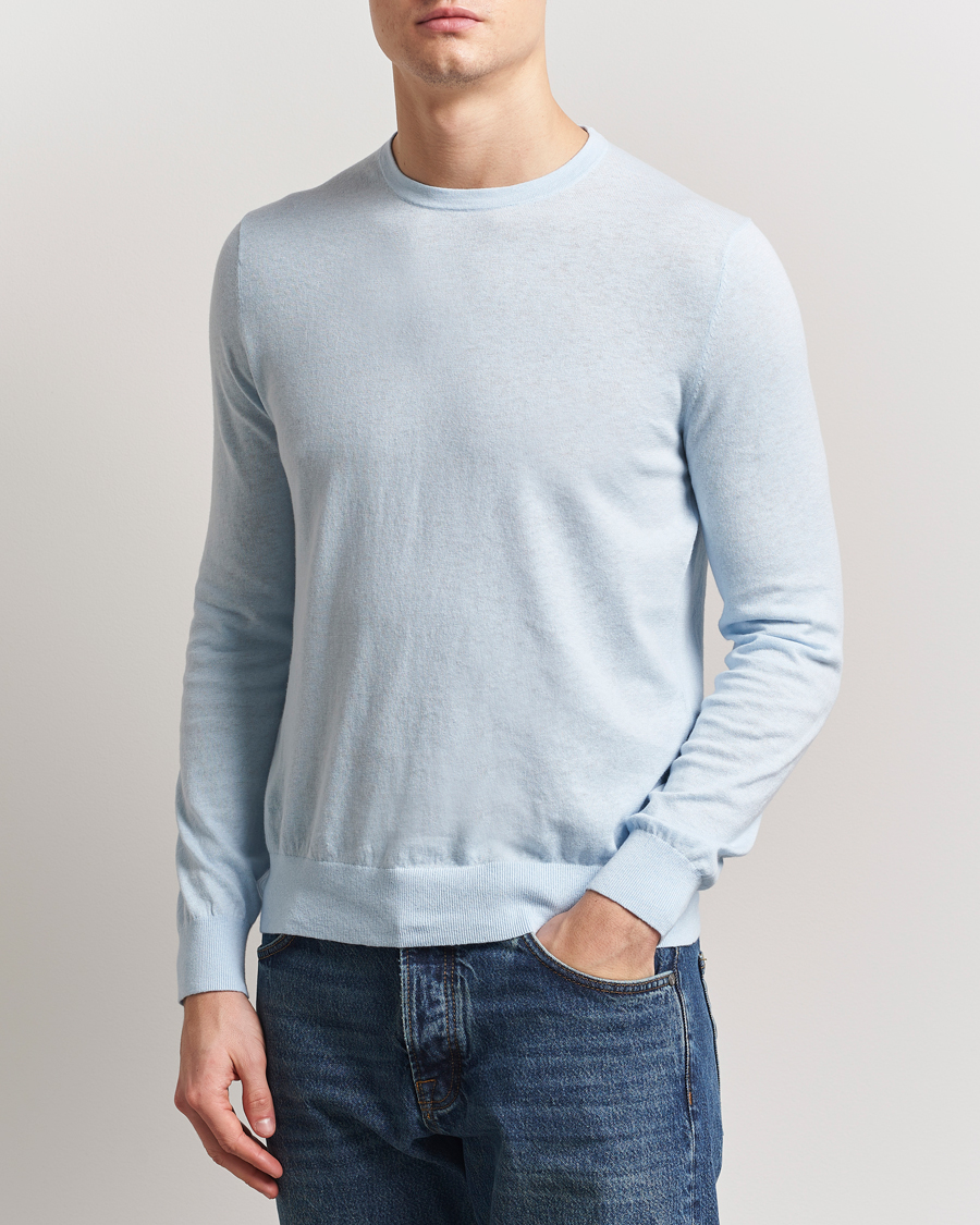 Herren | Pullover | Tiger of Sweden | Connor Linen/Cotton Sweater Light Blue