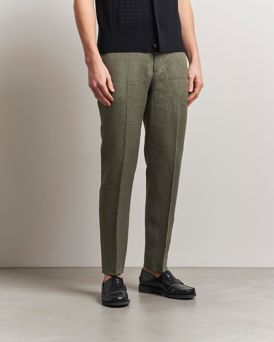 Herren | Hosen | Tiger of Sweden | Tannen Linen Drawstring Trousers Thyme Green
