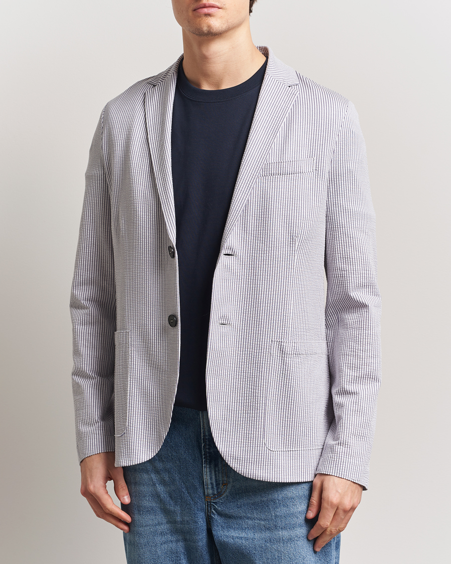 Herren | Sakkos | Harris Wharf London | Coolmax Striped Seersucker Blazer Grey/White