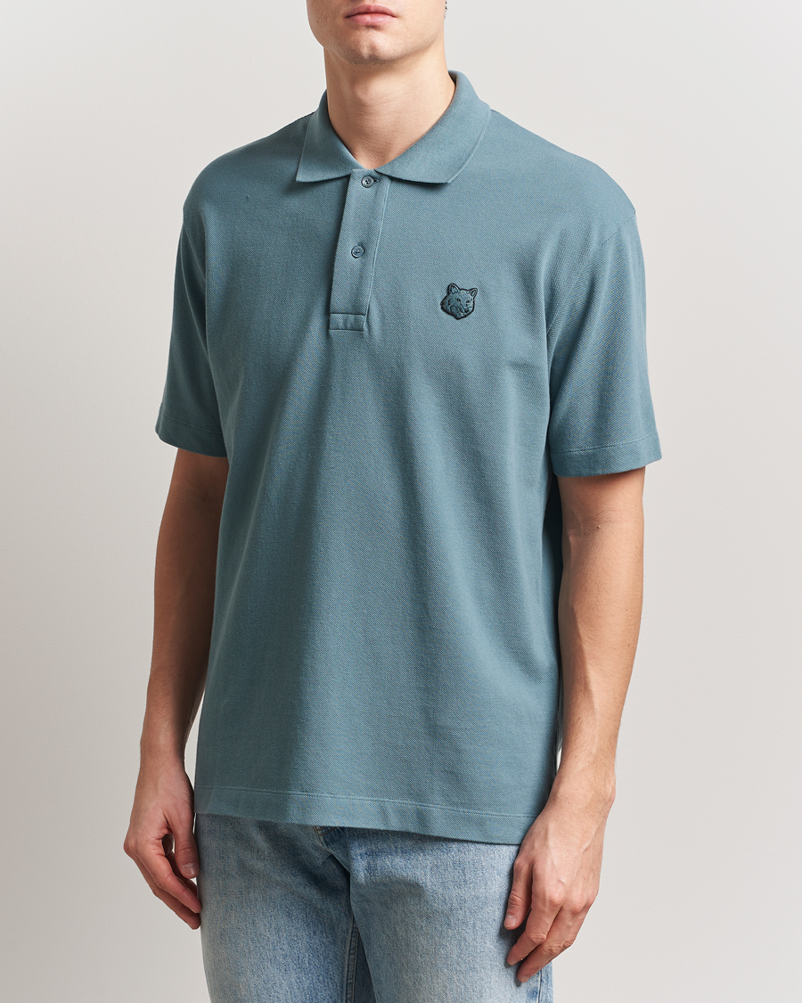 Herren | Poloshirts | Maison Kitsuné | Tonal Fox Head Polo Seine Blue