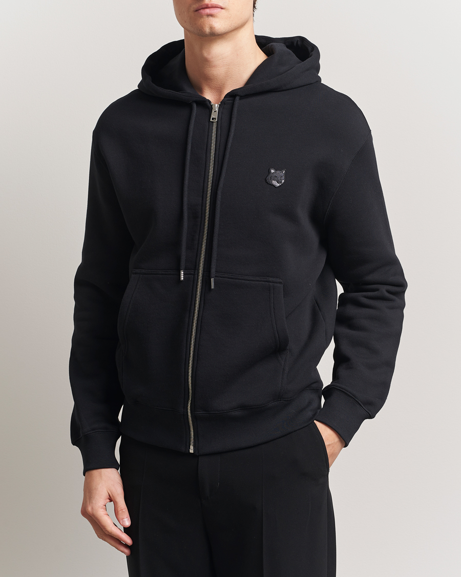 Herren | Pullover | Maison Kitsuné | Tonal Fox Head Full Zip Hoodie Black