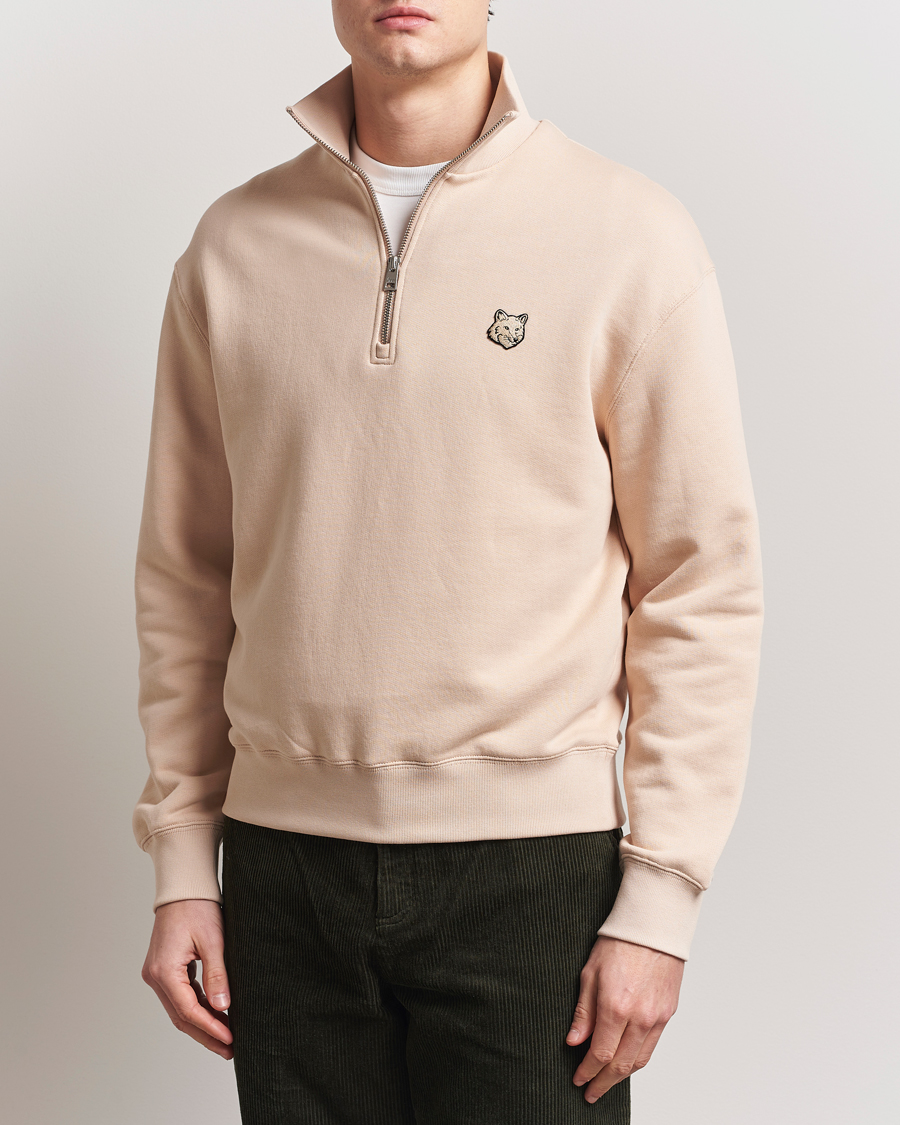 Herren | Pullover | Maison Kitsuné | Tonal Fox Head Half Zip Sweatshirt Smoke Beige