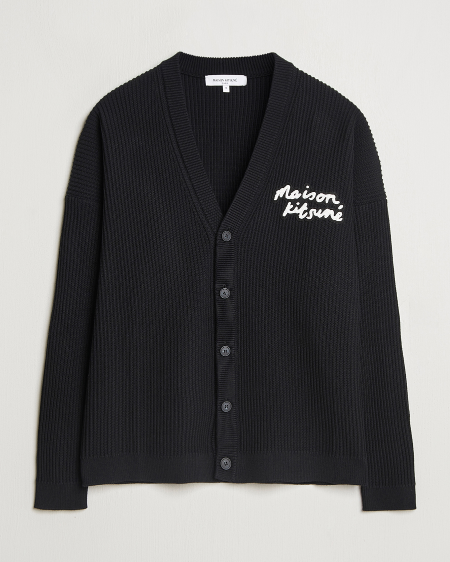 Herren | Pullover | Maison Kitsuné | Handwriting Rib Knitted Cardigan Black