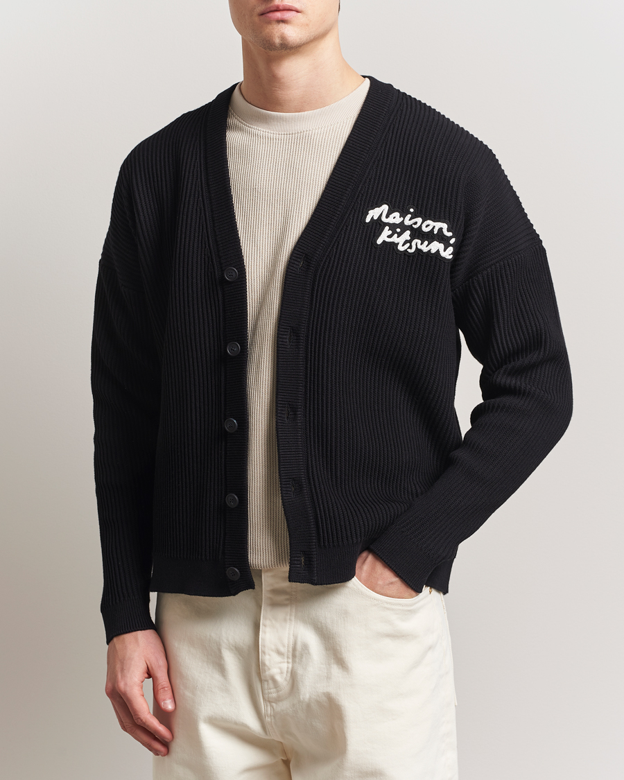Herren | Pullover | Maison Kitsuné | Handwriting Rib Knitted Cardigan Black