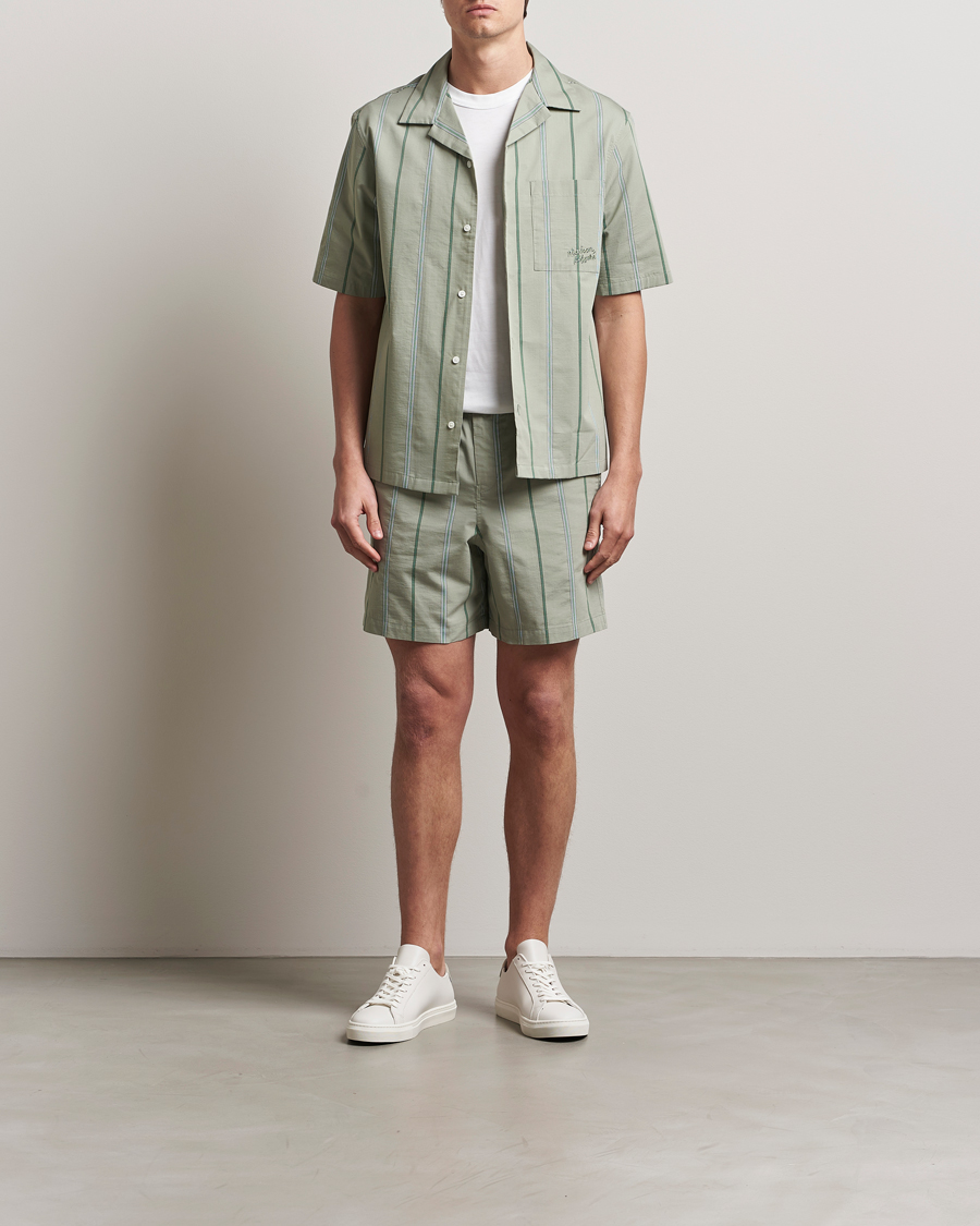 Herren | Shorts | Maison Kitsuné | Resort Striped Drawstring Shorts Vert De Gris