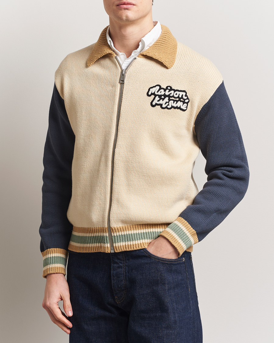 Herren | Jacken | Maison Kitsuné | Knitted College Varsity Jacket Rich Vanilla