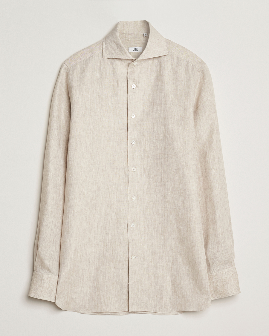 Herren | Hemden | 100Hands | Cut Away Linen Shirt Oatmeal
