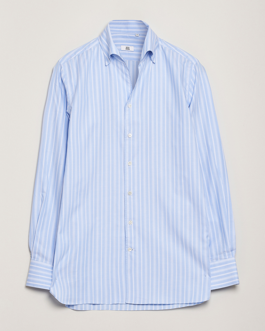 Herren | Hemden | 100Hands | Striped Button Down Oxford Shirt Blue