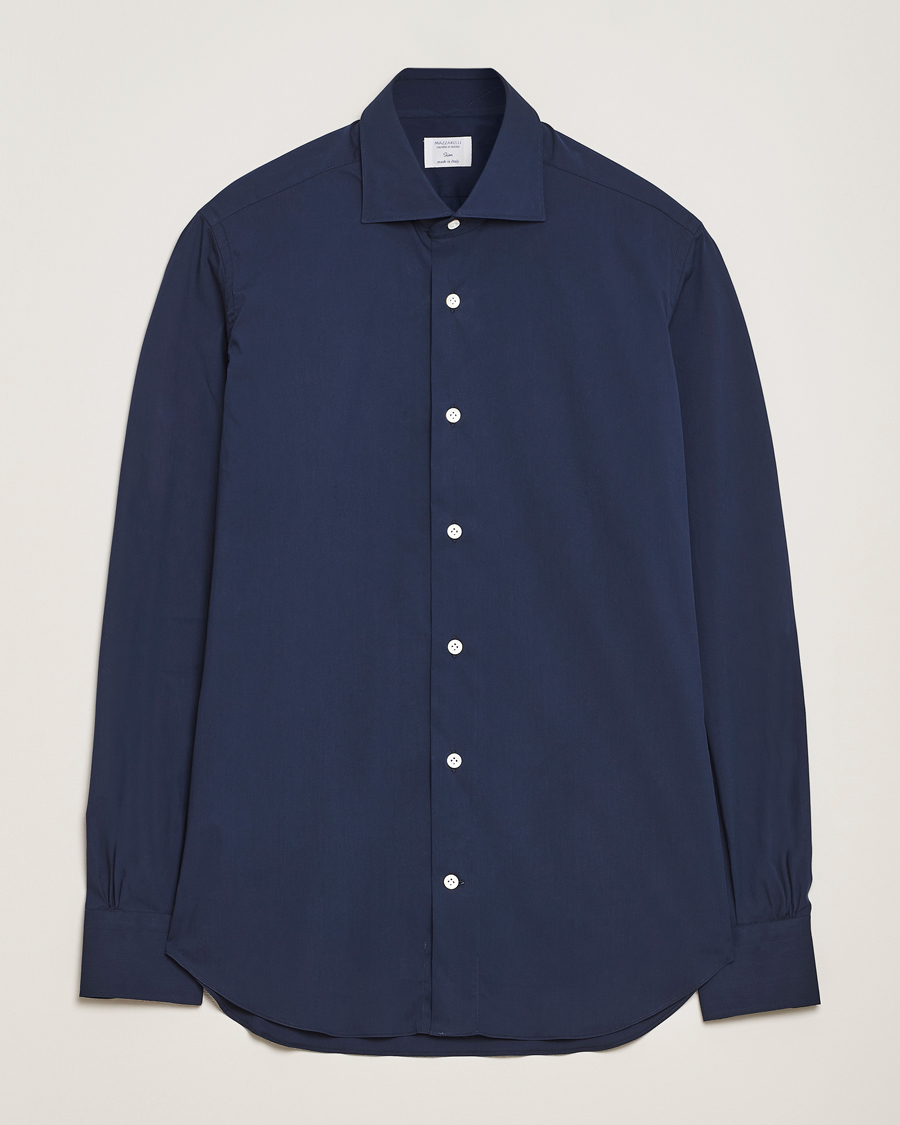 Herren | Hemden | Mazzarelli | Soft Cotton/Stretch Cut Away Shirt Navy