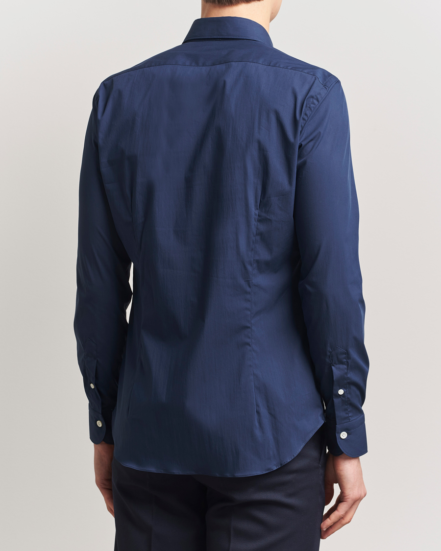 Herren | Hemden | Mazzarelli | Soft Cotton/Stretch Cut Away Shirt Navy