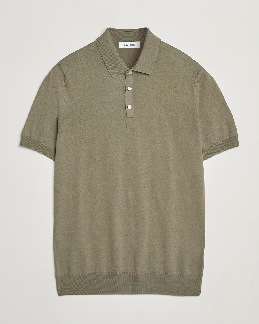 Herren | Poloshirts | Gran Sasso | Cotton Knitted Polo Olive Melange