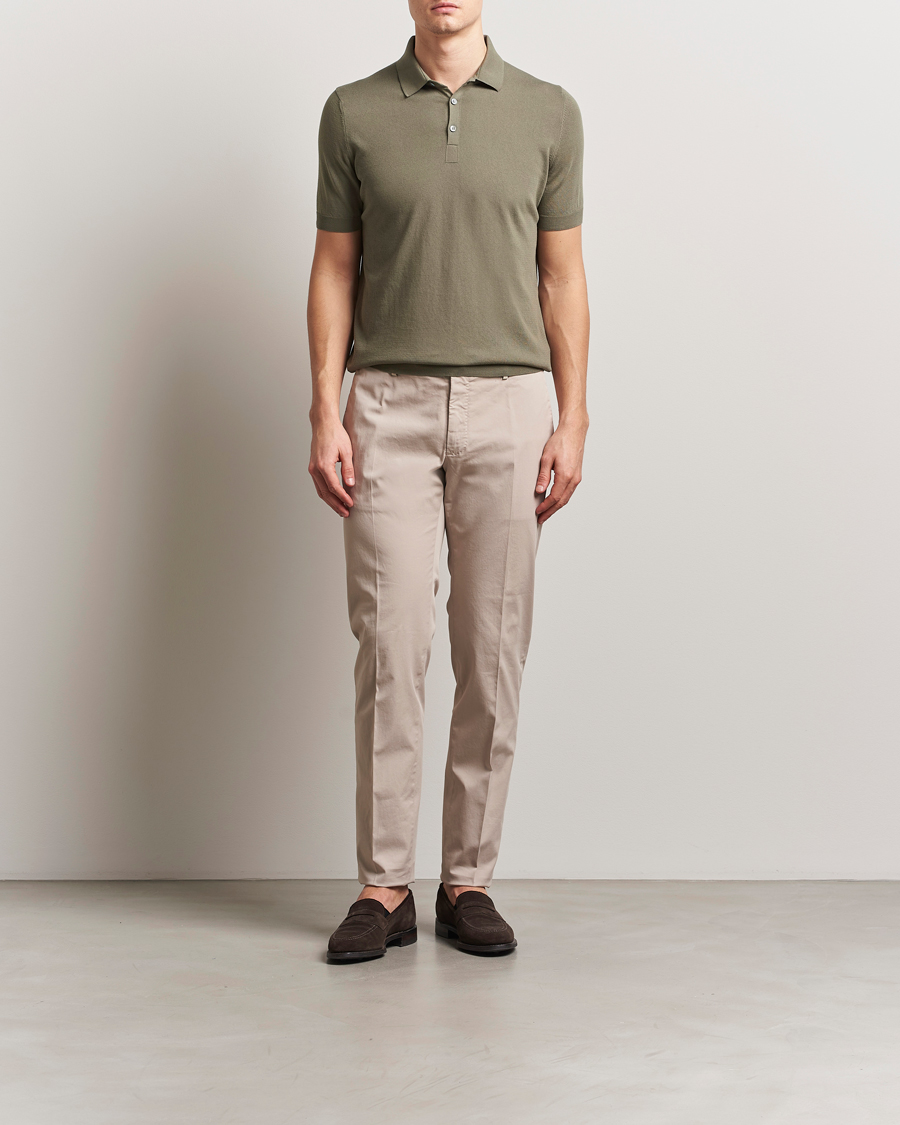 Herren | Poloshirts | Gran Sasso | Cotton Knitted Polo Olive Melange