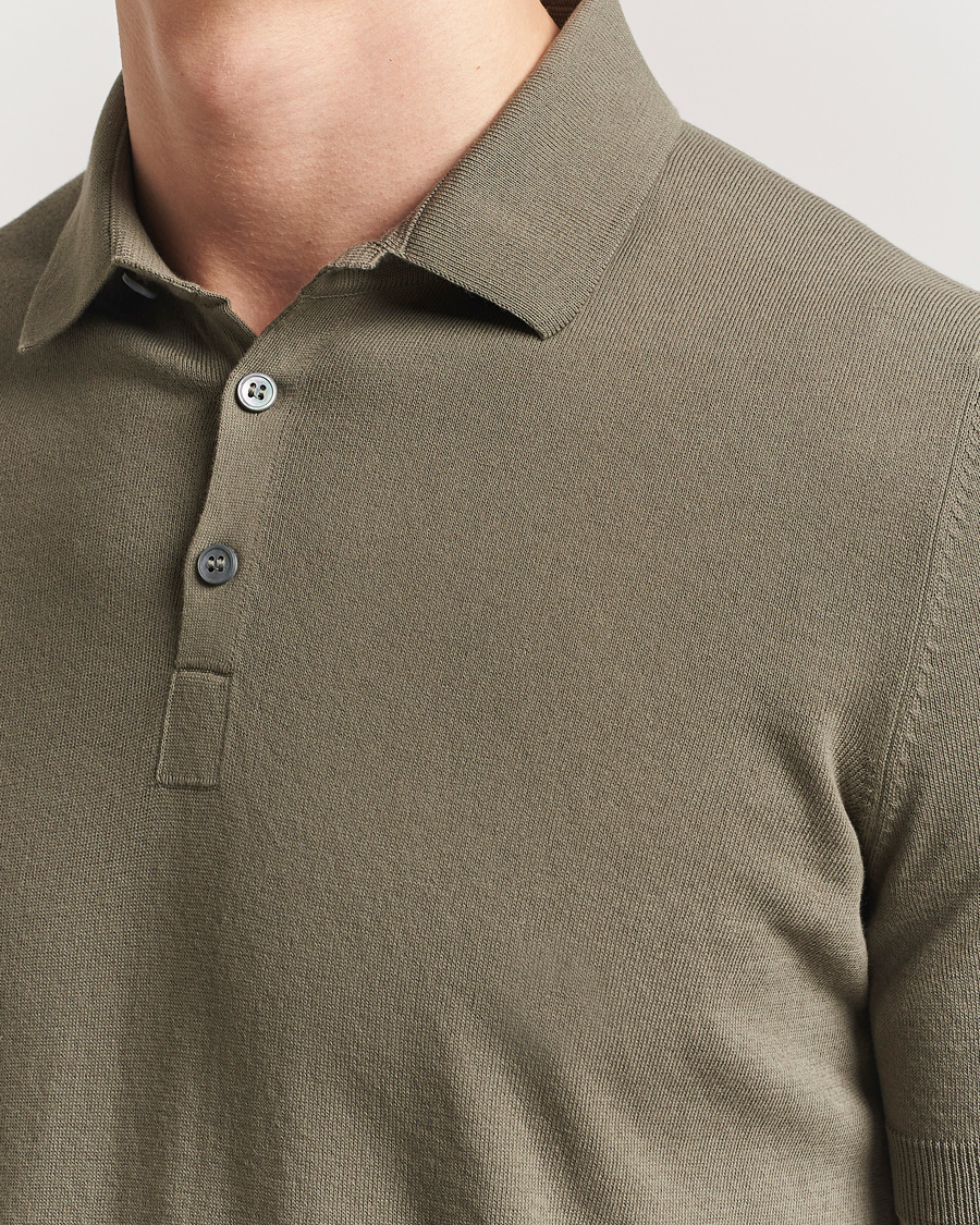 Herren | Poloshirts | Gran Sasso | Cotton Knitted Polo Olive Melange
