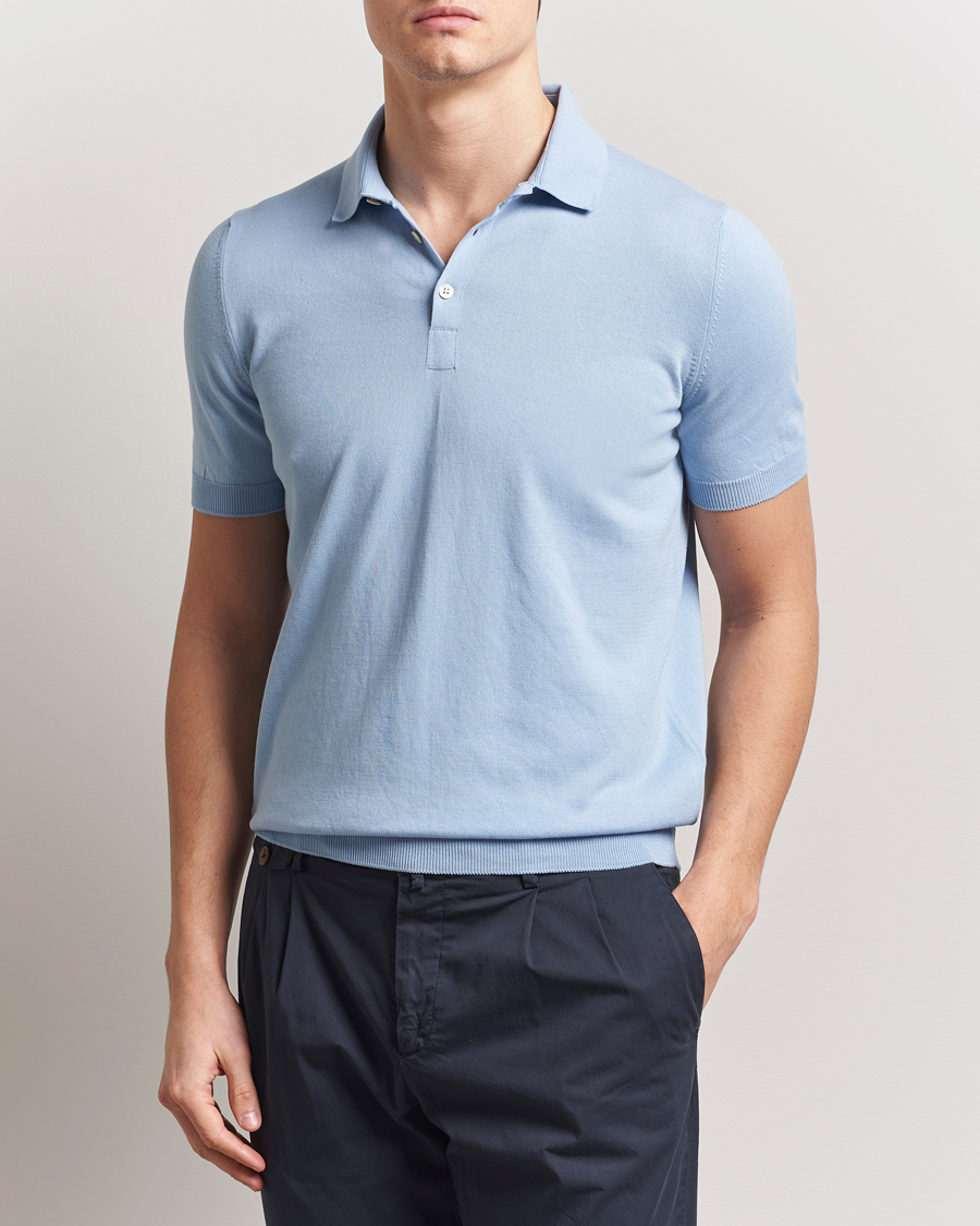 Herren | Poloshirts | Gran Sasso | Cotton Knitted Polo Blue Melange