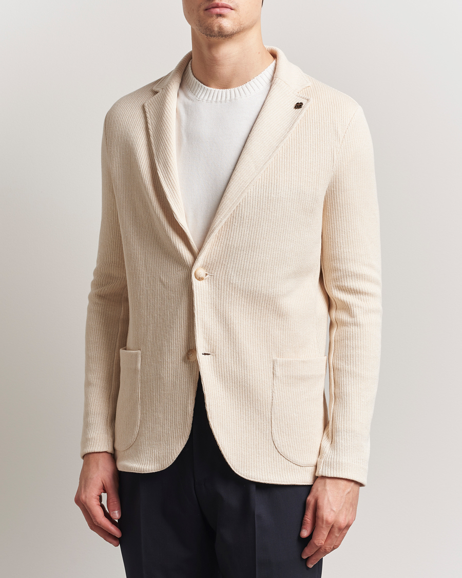 Herren | Sakkos | Gran Sasso | Linen/Cotton Knitted Blazer Cream