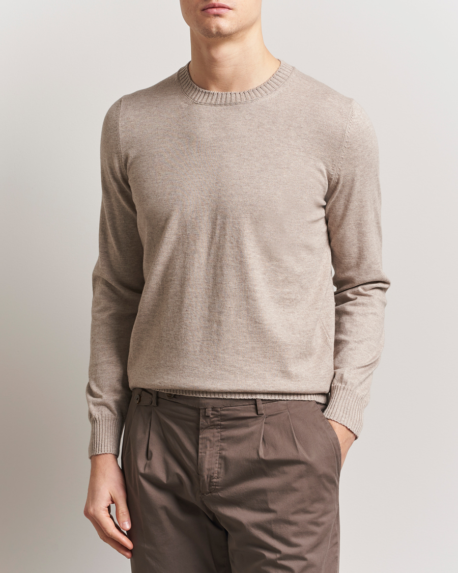 Herren | Pullover | Gran Sasso | Cotton/Cashmere Knitted Crew Neck Sweater Beige Melange