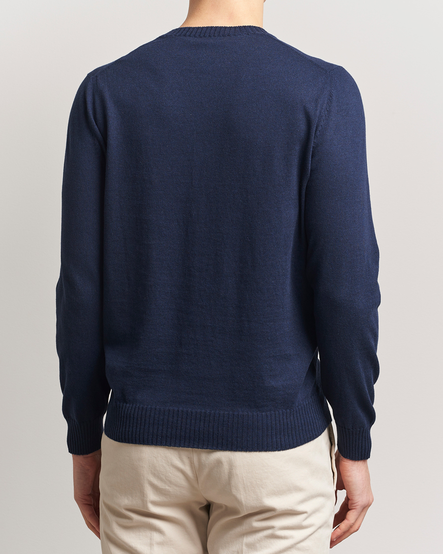 Herren | Pullover | Gran Sasso | Cotton/Cashmere Knitted Crew Neck Sweater Navy Melange