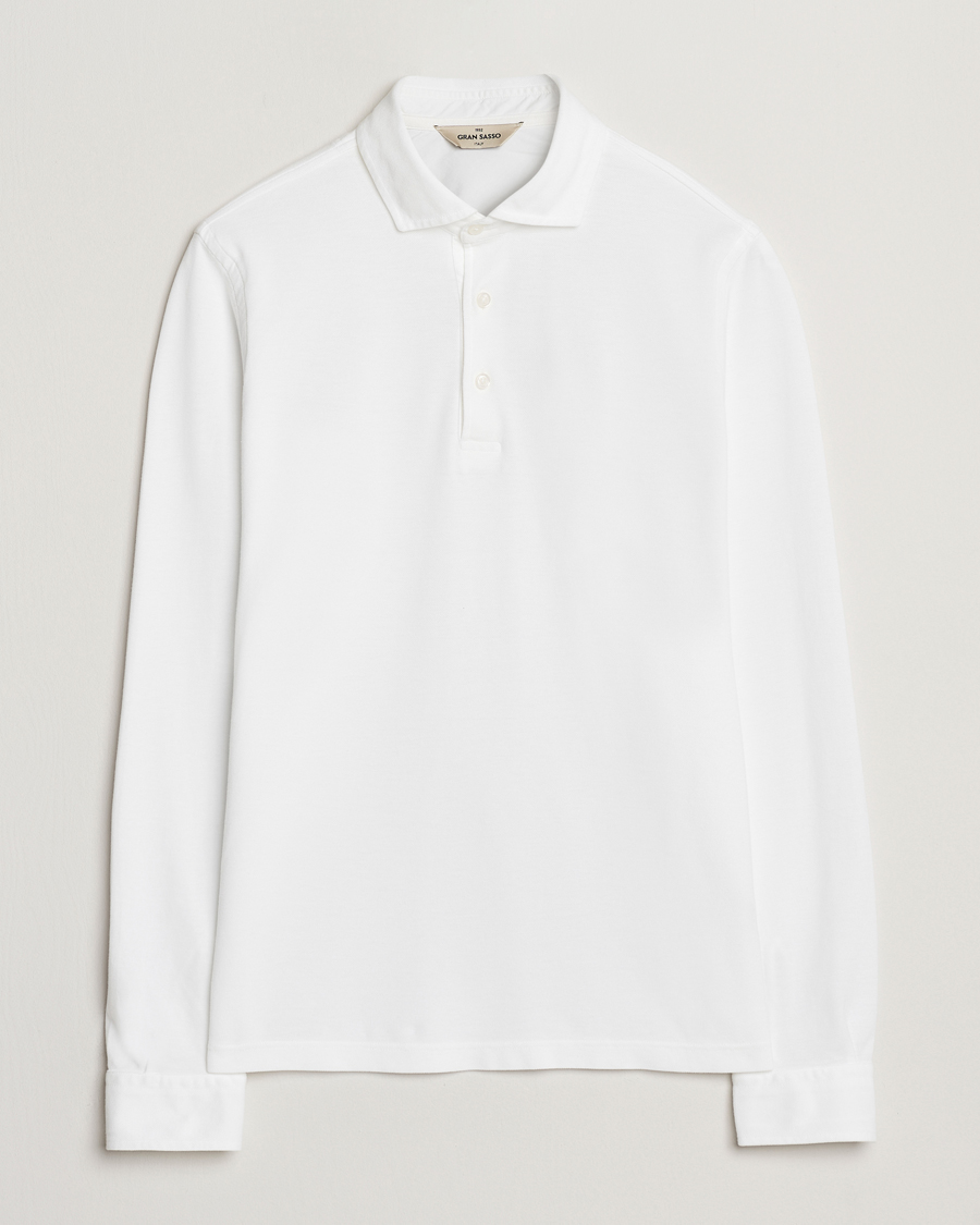 Herren | Poloshirts | Gran Sasso | Washed Long Sleeve Polo White