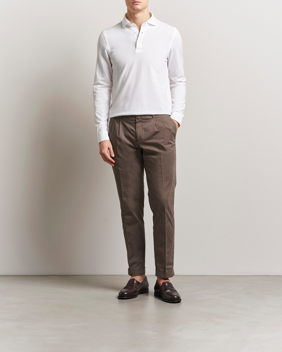 Herren | Poloshirts | Gran Sasso | Washed Long Sleeve Polo White