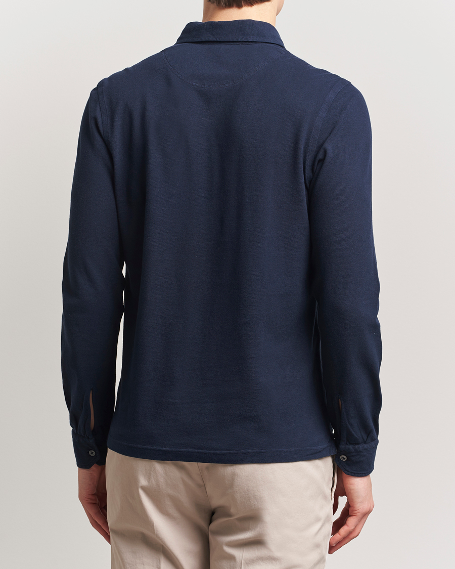 Herren | Poloshirts | Gran Sasso | Washed Long Sleeve Polo Navy