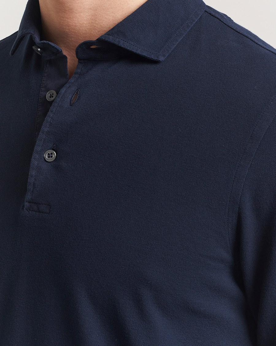 Herren | Poloshirts | Gran Sasso | Washed Long Sleeve Polo Navy