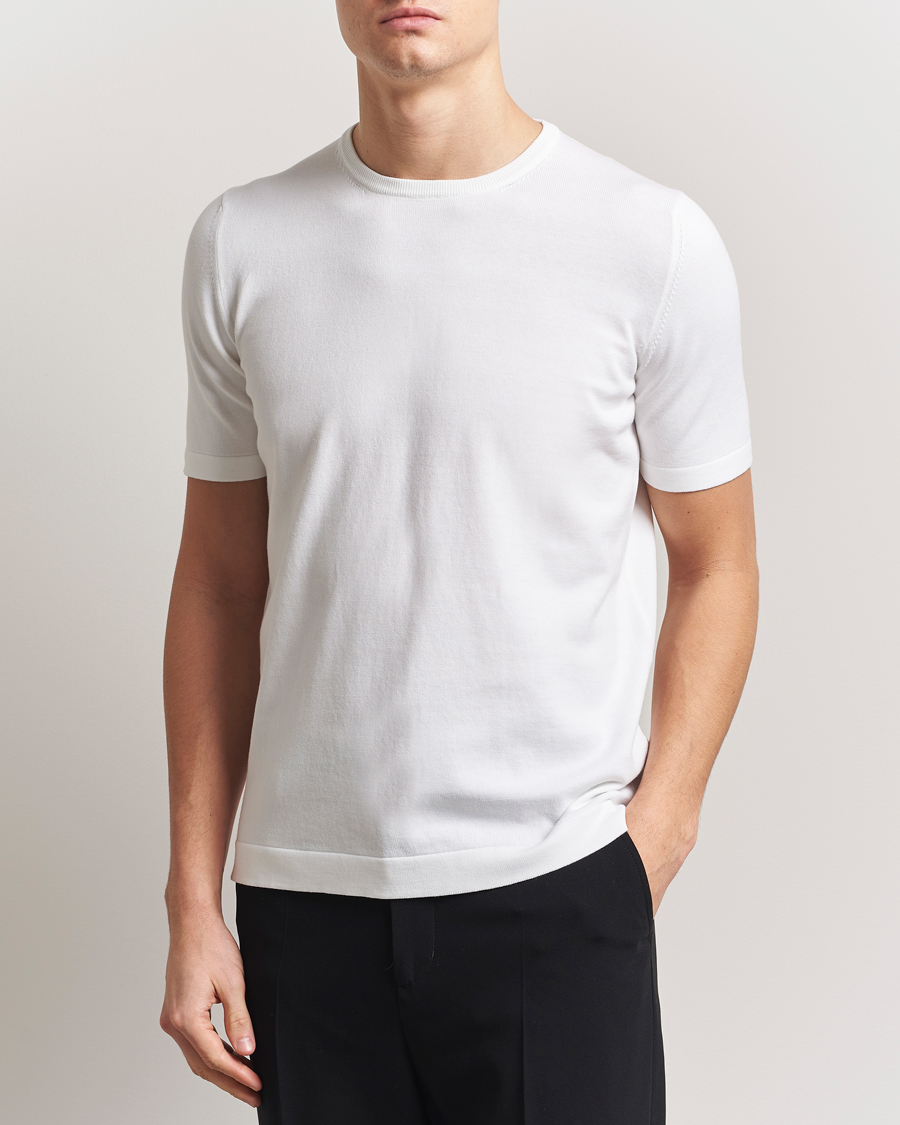 Herren | T-Shirts | Gran Sasso | Cotton Knitted Crew Neck T-Shirt White