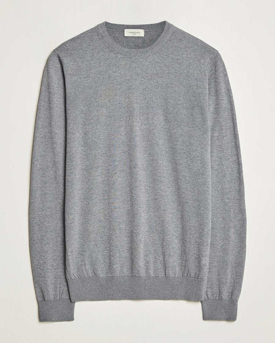 Herren | Pullover | Piacenza Cashmere | Merino Wool Crew Neck Sweater Light Grey