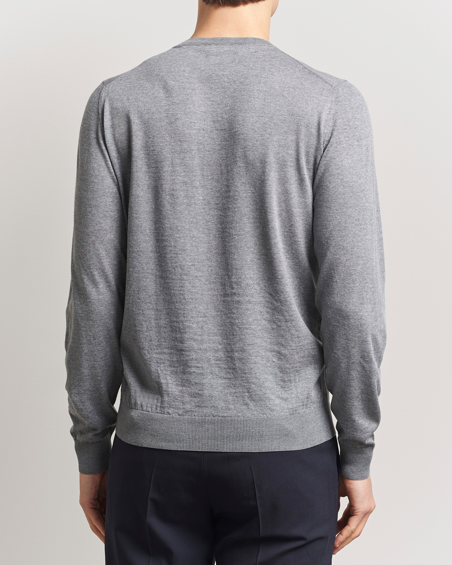 Herren | Pullover | Piacenza Cashmere | Merino Wool Crew Neck Sweater Light Grey