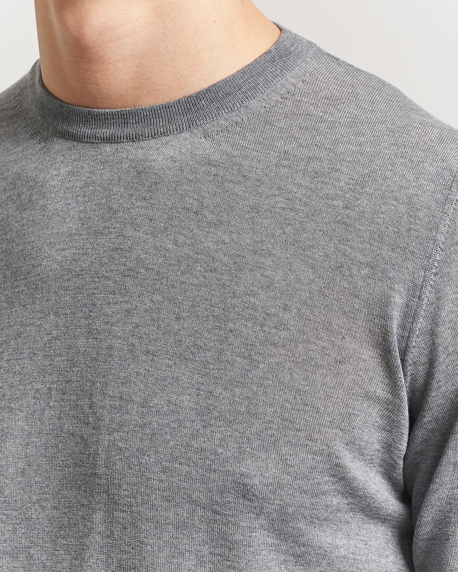 Herren | Pullover | Piacenza Cashmere | Merino Wool Crew Neck Sweater Light Grey