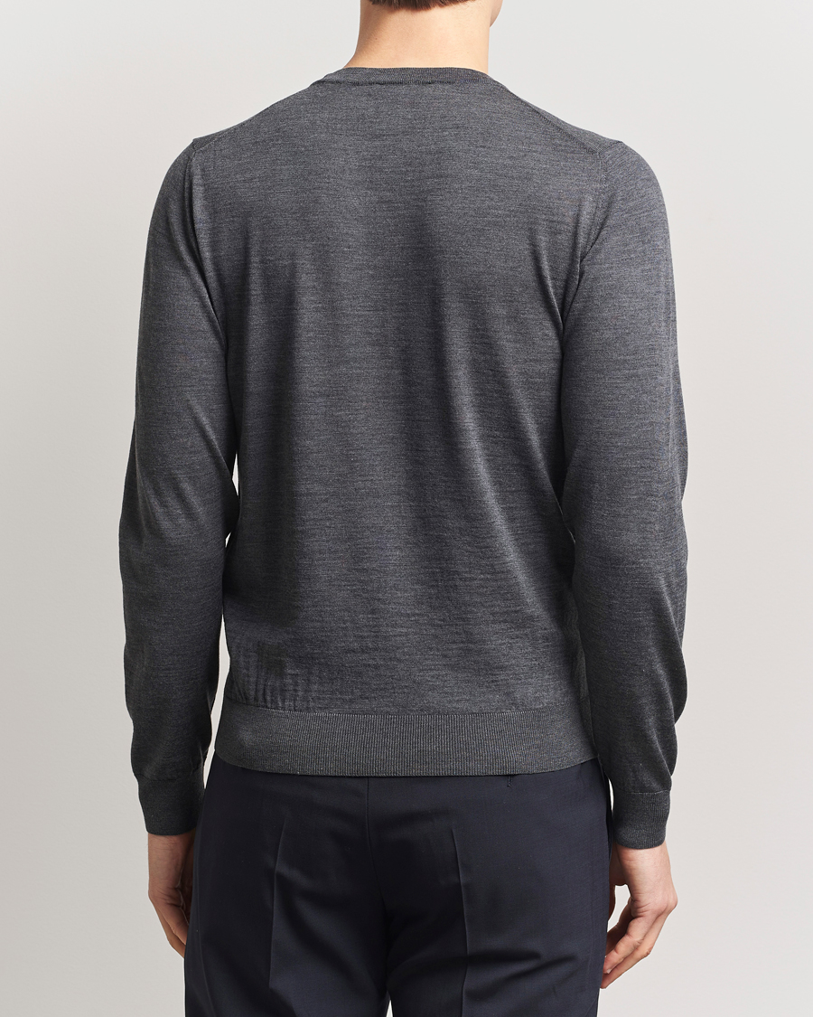 Herren | Pullover | Piacenza Cashmere | Merino Wool Crew Neck Sweater Charcoal