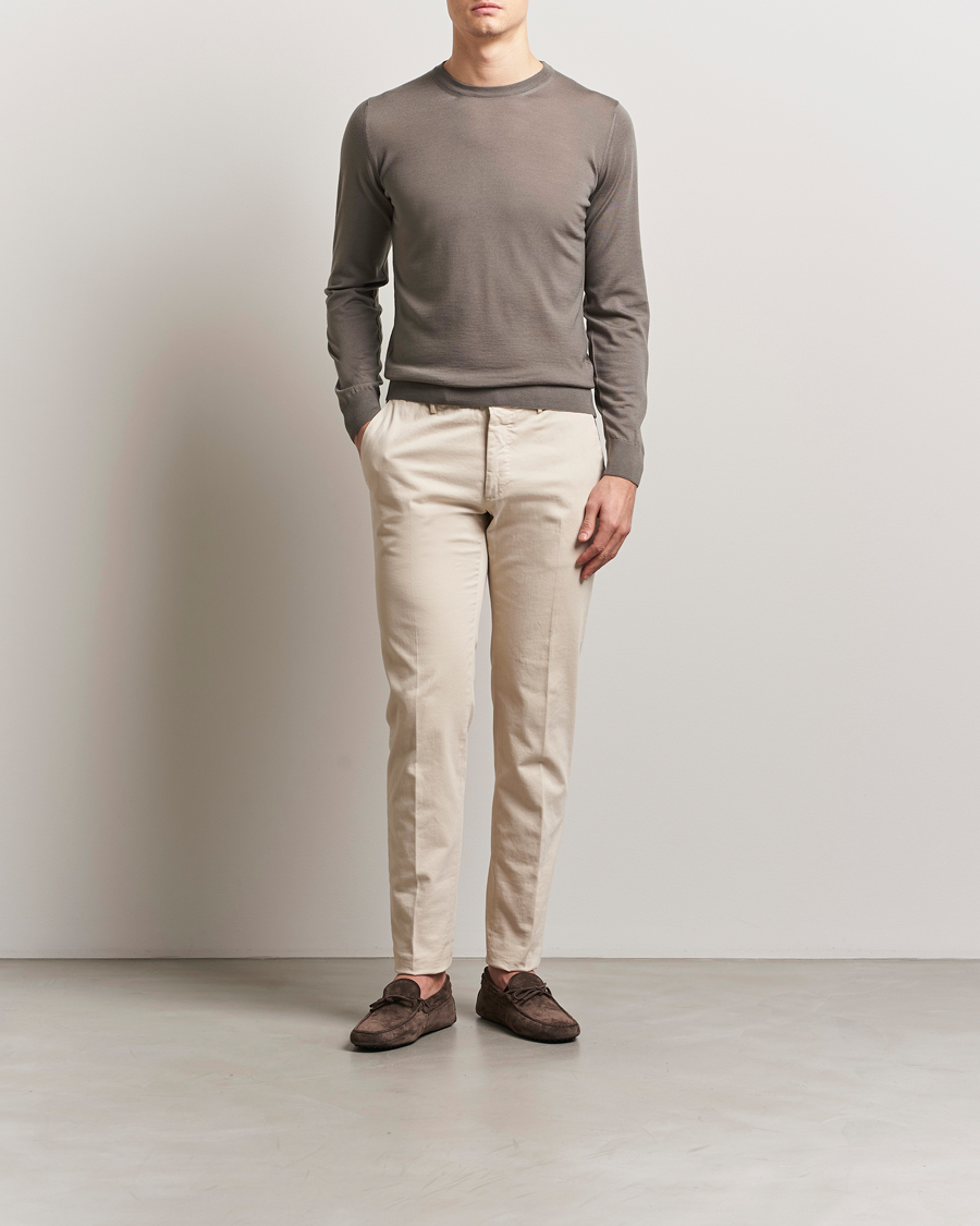 Herren | Pullover | Piacenza Cashmere | Merino Wool Crew Neck Sweater Taupe