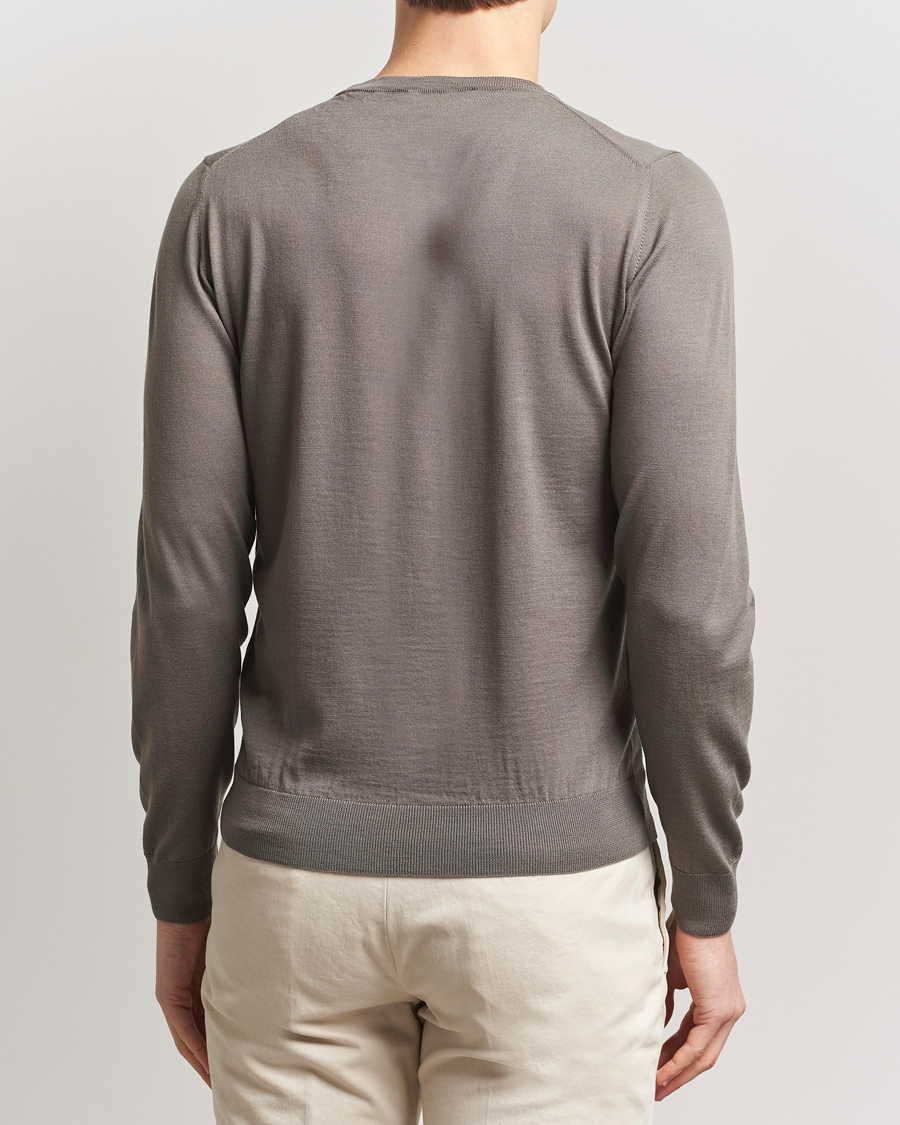 Herren | Pullover | Piacenza Cashmere | Merino Wool Crew Neck Sweater Taupe