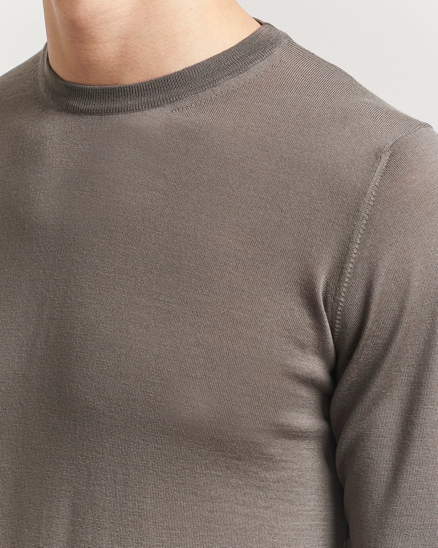 Herren | Pullover | Piacenza Cashmere | Merino Wool Crew Neck Sweater Taupe