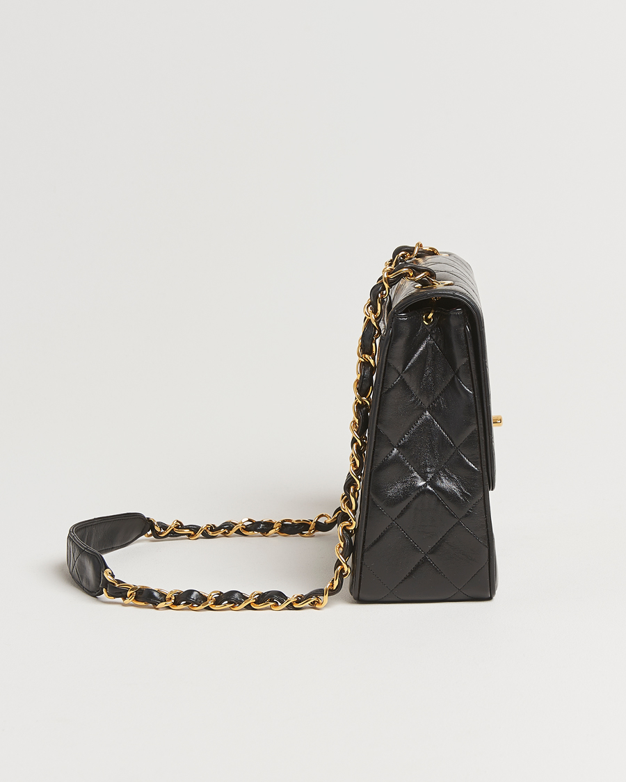 Herren | Chanel Pre-Owned Classic Flap Bag Deca Squared Lambskin Black | Chanel Pre-Owned | Classic Flap Bag Deca Squared Lambskin Black